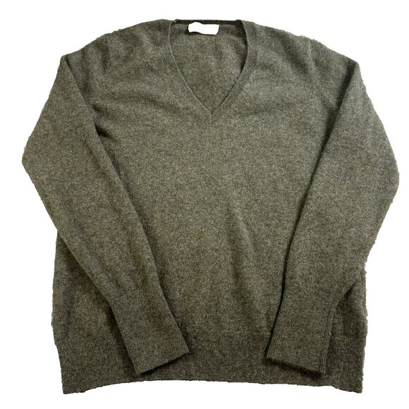 Everlane Green V-Neck Sweater Size Medium 100% Cashmere Pullover - Picture 2 of 9